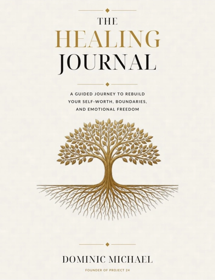Original cream and gold cover of The Healing Journal by Dominic Michael